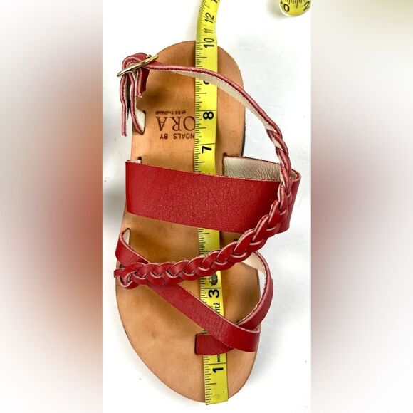 Zora of St. Thomas Handmade Red Braided Leather Sandals - Picture 8 of 11